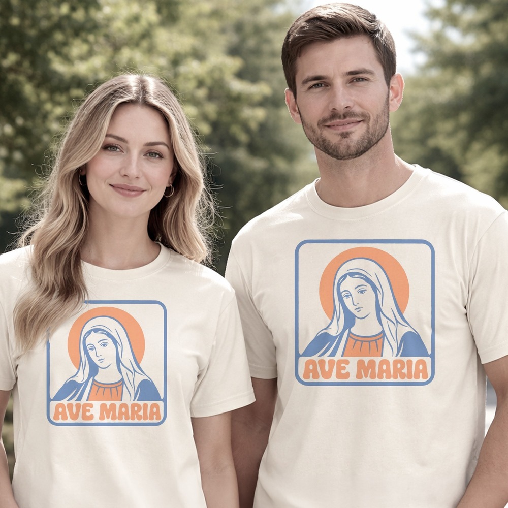 Ave Maria Retro Folk Badge Tee